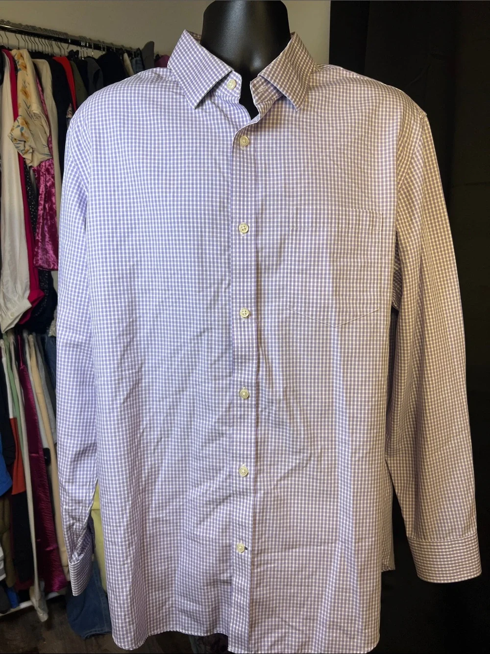 Banana Republic Men's Lavender Check Dress Shirt